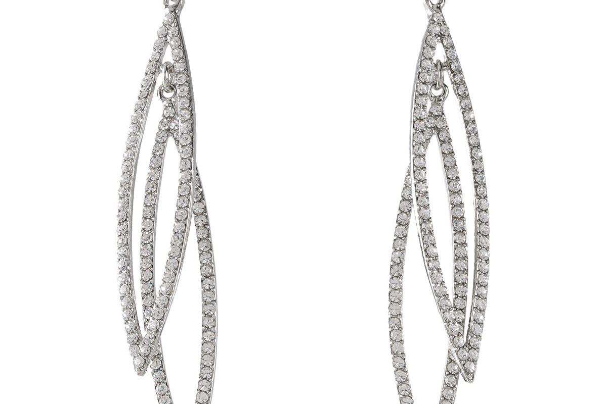 kenneth jay lane rhodium plated crystal earrings
