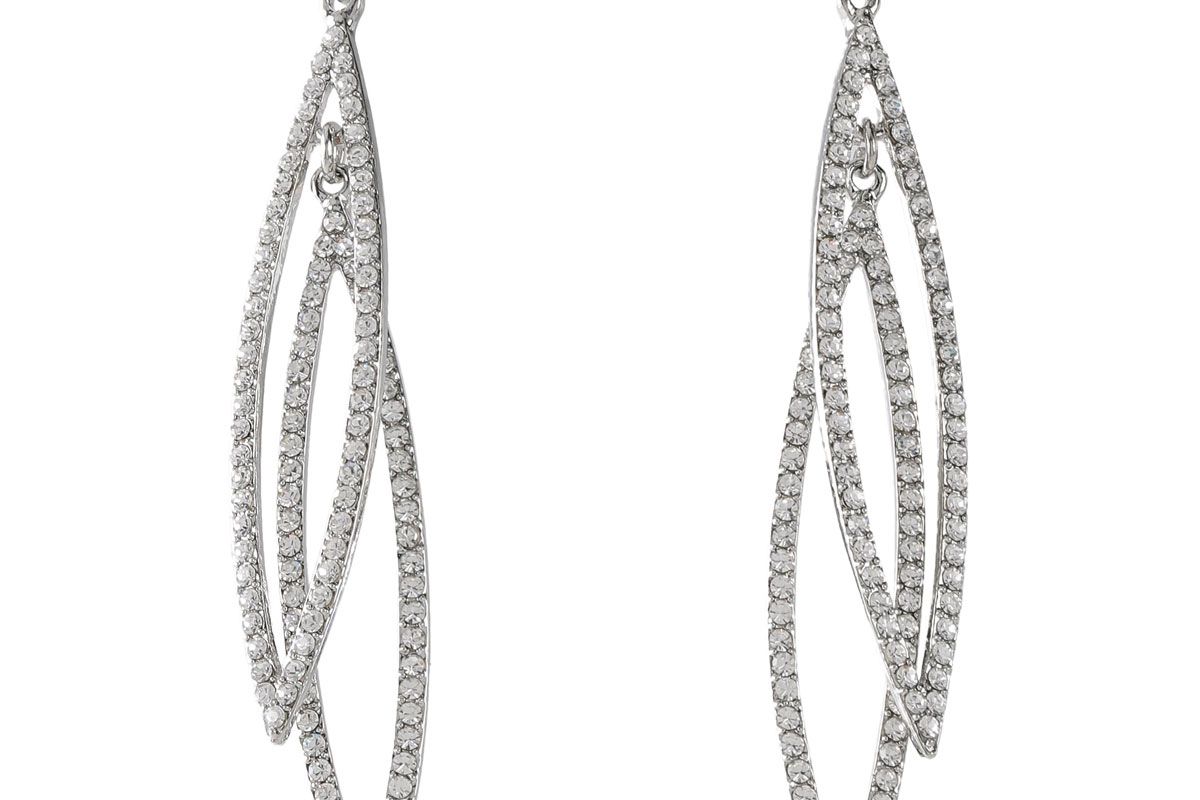 kenneth jay lane rhodium plated crystal earrings