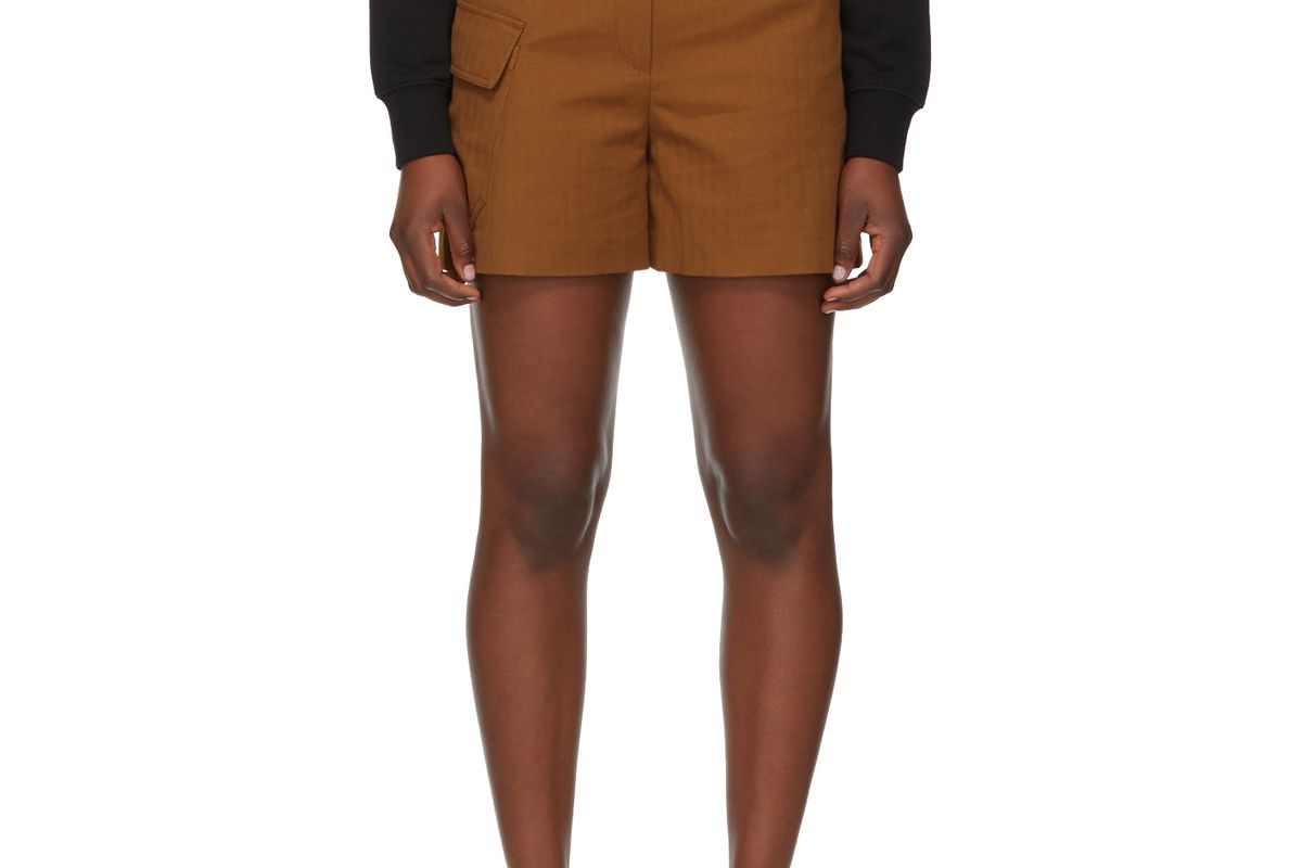 kenzo brown drill utility shorts