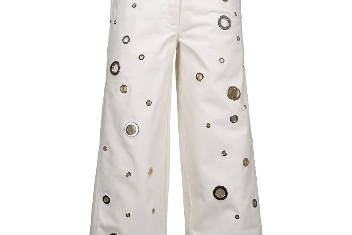 kenzo eyelet embellished denim culottes