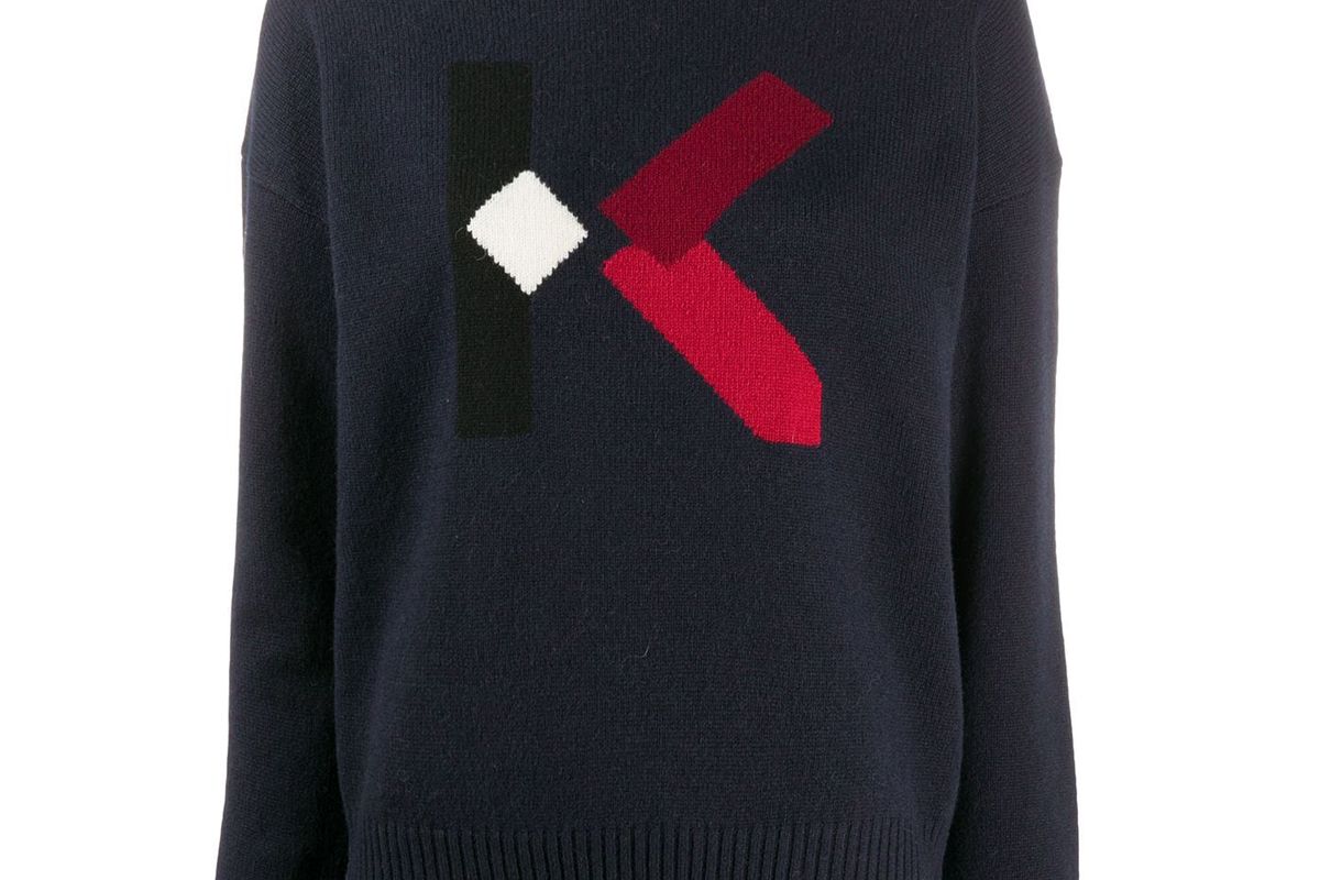 kenzo jacquard logo detail jumper
