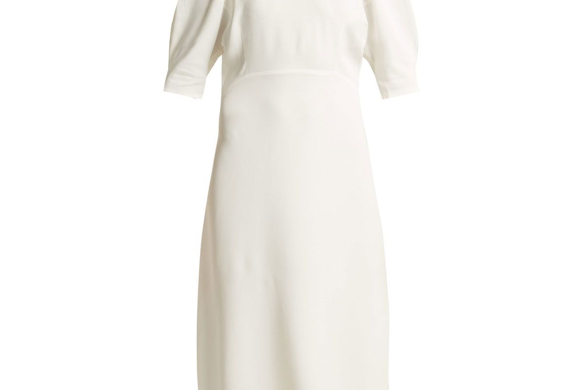 khaire cynthia puffed sleeve midi dress