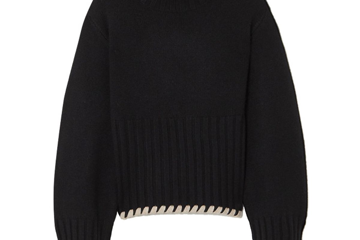 khaite collette whipstitched ribbed cashmere sweater