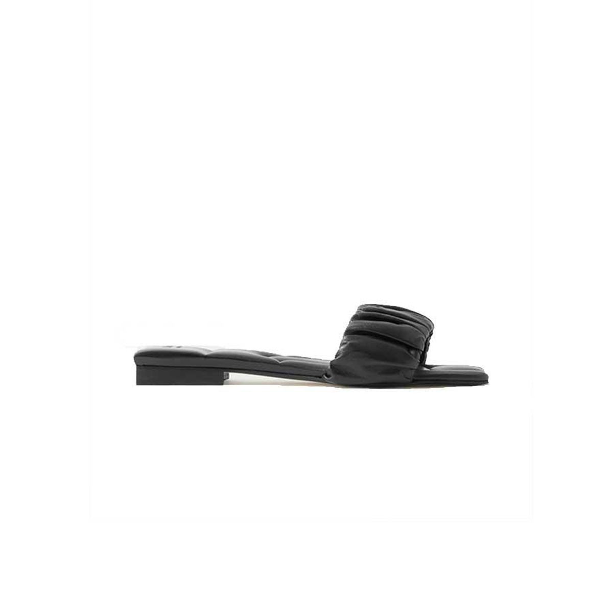 khaite crete ruched leather slides