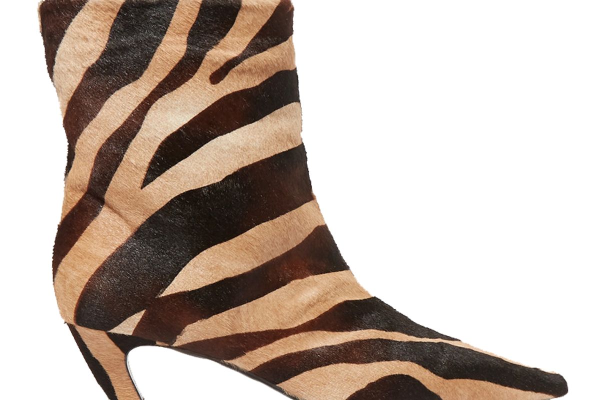 khaite zebra print calf hair ankle boots