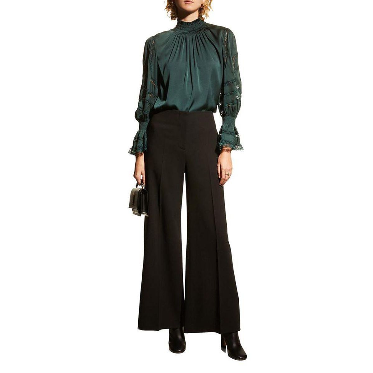 kobi halperin elsie smocked mock neck blouse