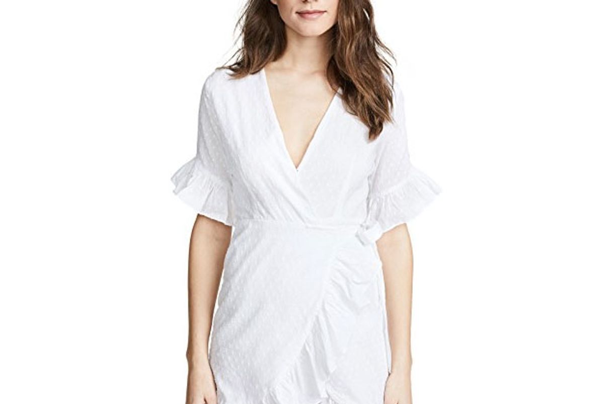 kos resort wrap ruffle mini dress