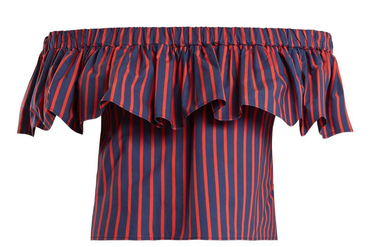 la doublej editions riviera striped cotton cropped top