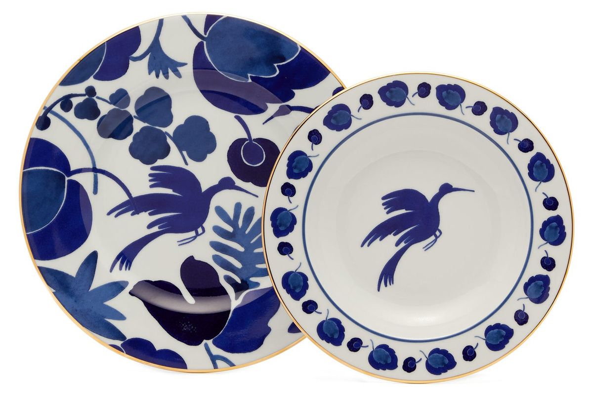 la doublej wildbird 18kt gilded porcelain set