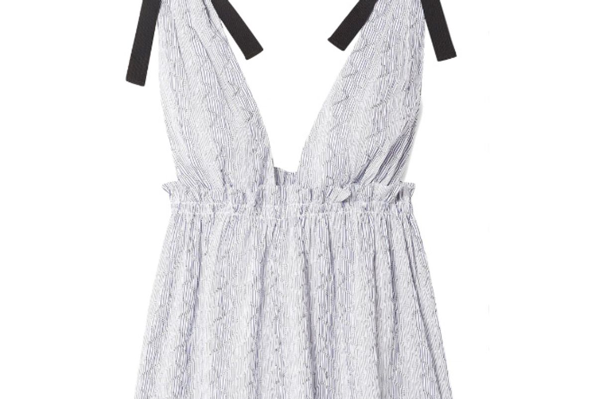 la ligne betty bow detailed striped jacquard top