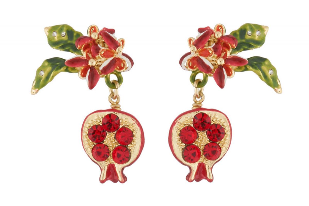 la maison les nereides pomegranate dangling stud earrings