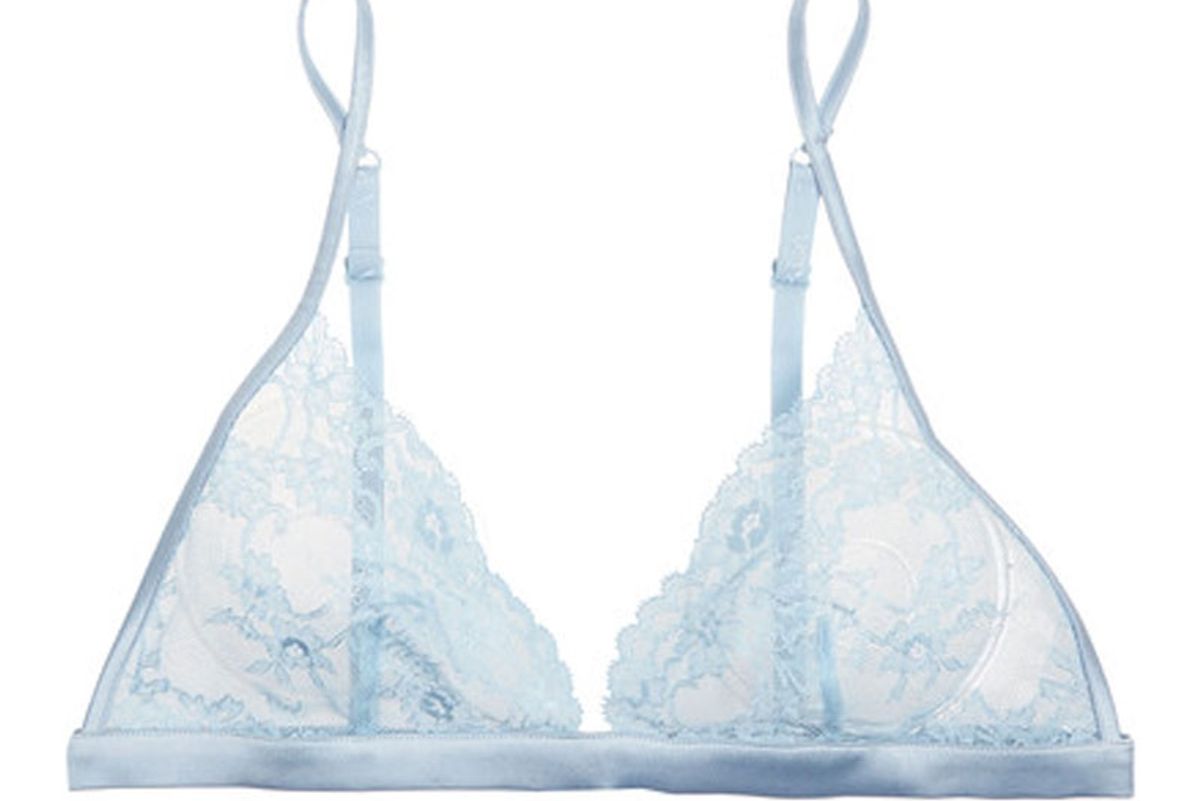 Airy Blooms Silk-Blend Leavers Lace Soft-Cup Triangle Bra