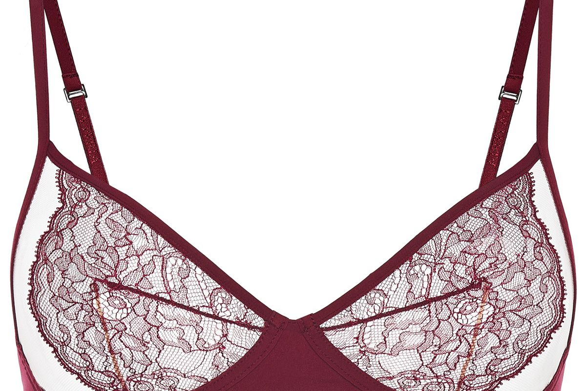 la perla bianca cranberry leavers lace non wired bra