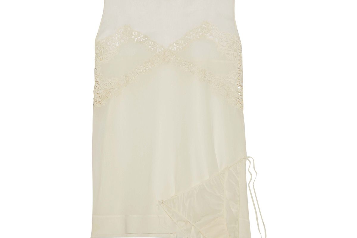 la perla guipure lace trimmed silk chiffon camisole and panty set