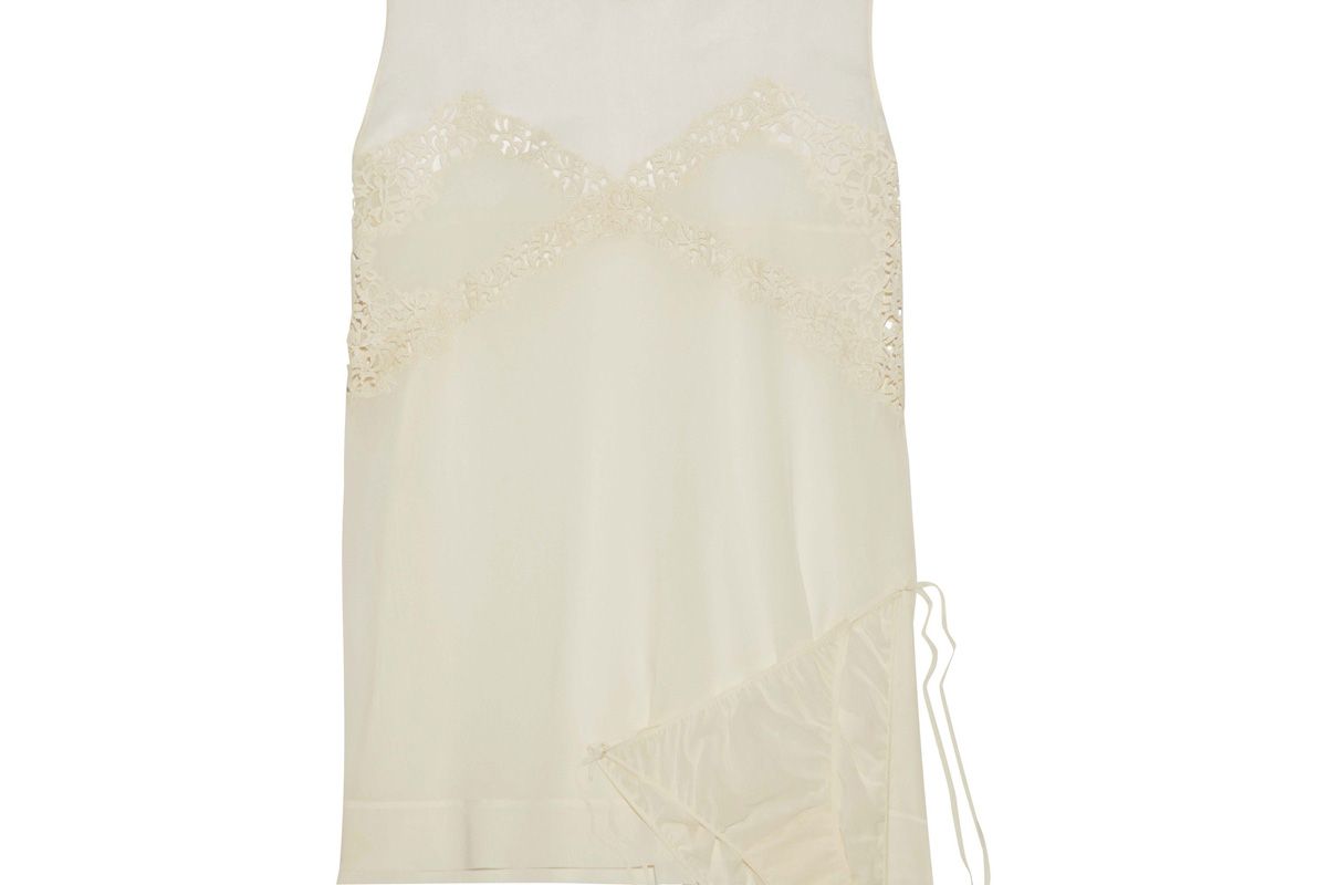 la perla guipure lace trimmed silk chiffon camisole and panty set