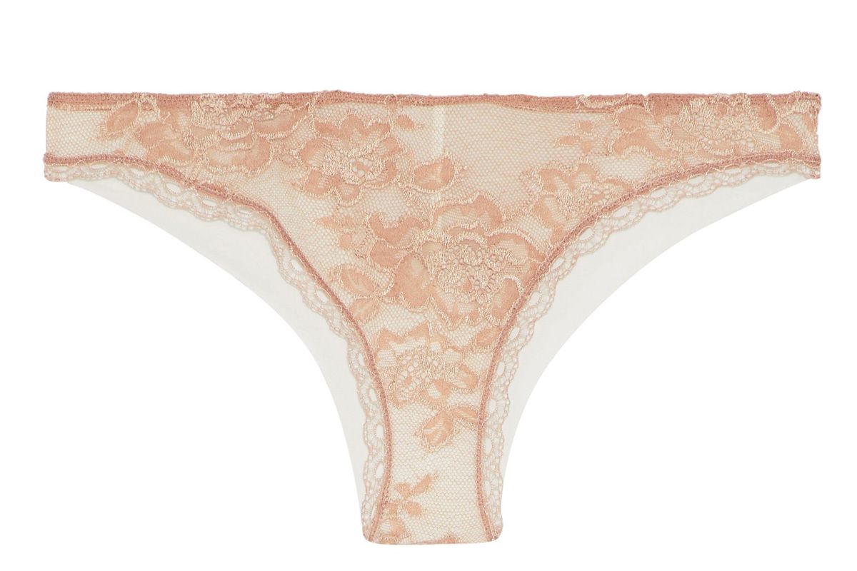 la perla jersey paneled lace low rise briefs