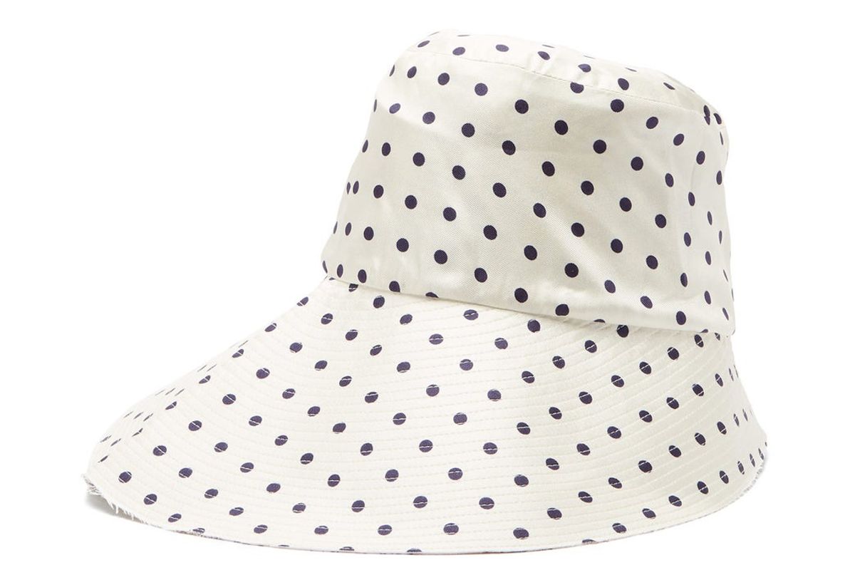 la prestic ouiston polka dot silk twill bucket hat