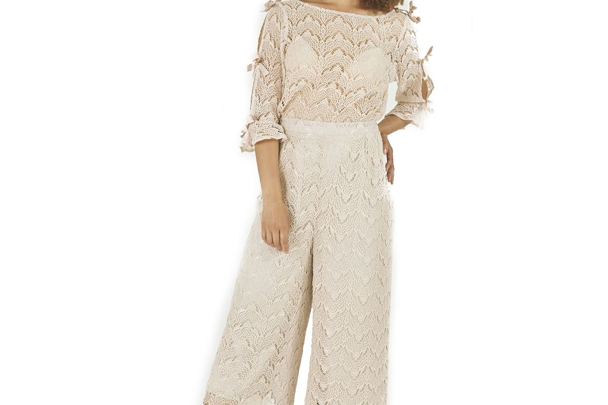 Nude Wide Leg Lace Culottes