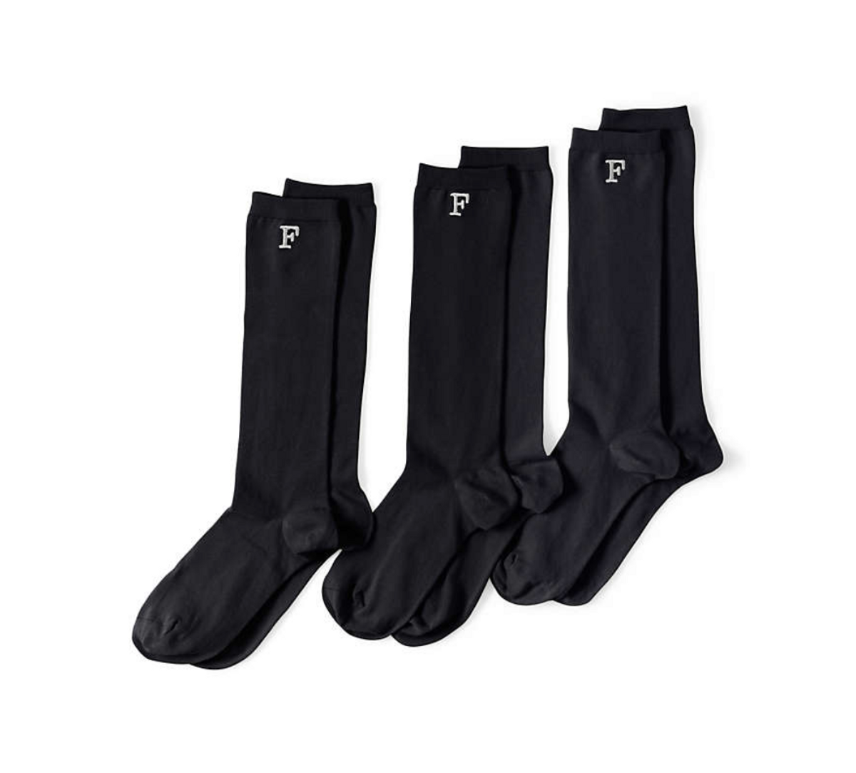 lands end 3 pack seamless toe solid trouser socks