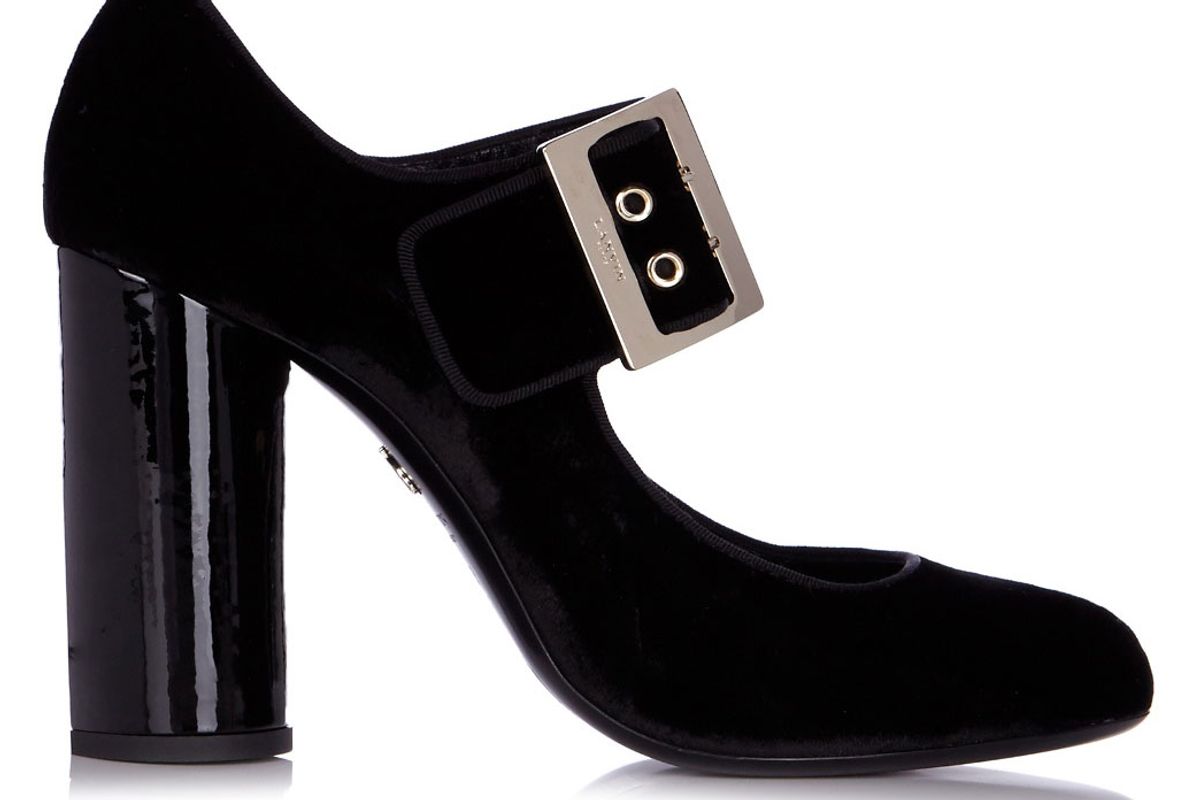 Buckle-Detail Velvet Pumps