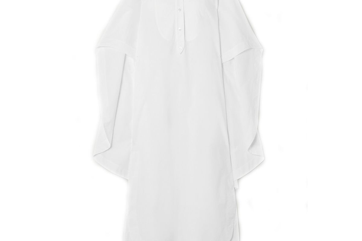 lanvin cape effect cotton poplin shirt dress