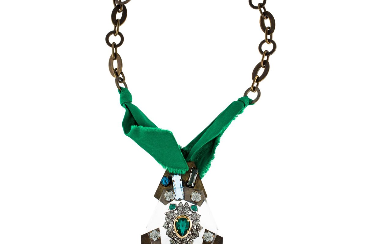lanvin crystal and resin pendant necklace