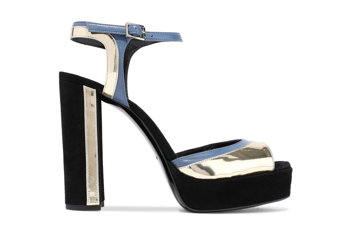 lanvin suede matte and mirrored leather platform sandals