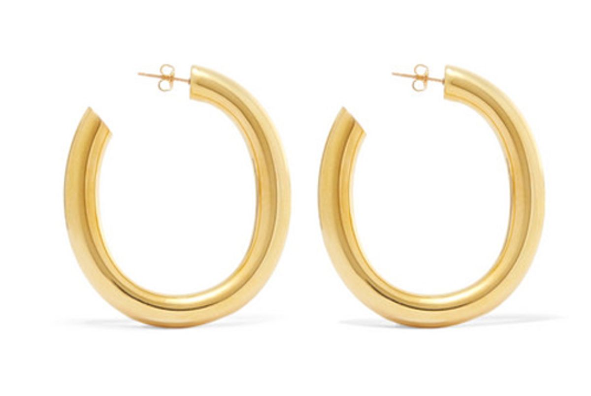 laura lombardi curve gold tone hoop earrings