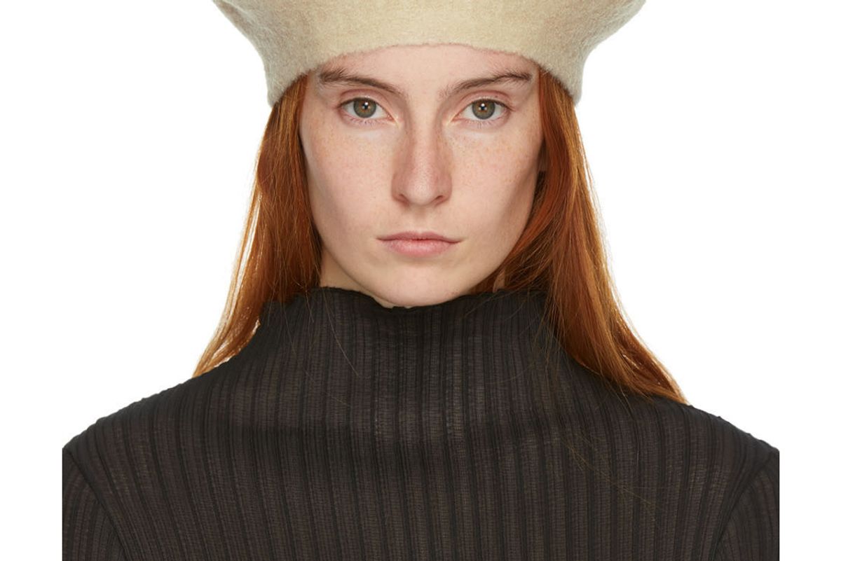 lauren manoogian beige horizontal beret