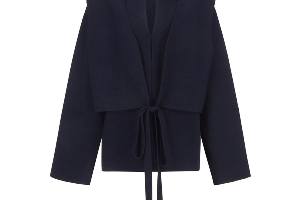 le 17 septembre tie detailed stretch knit jacket