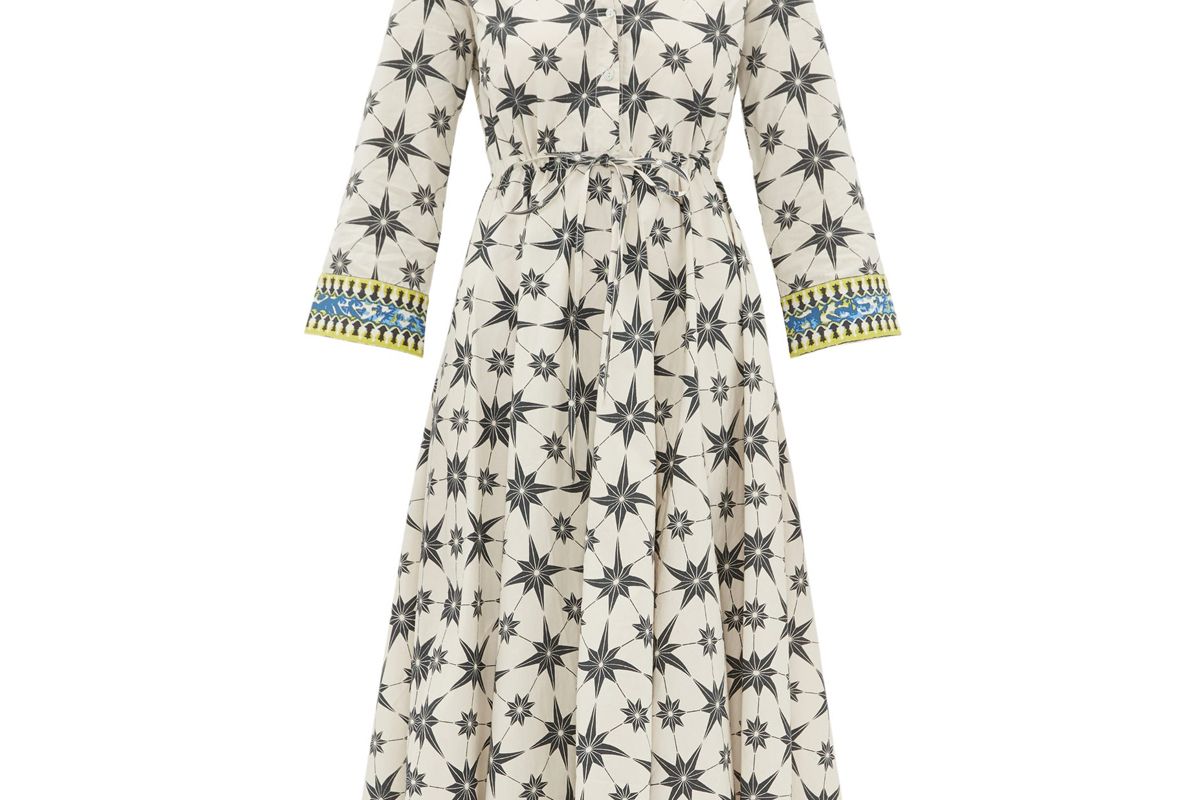 le sirenuse positano lucy star print cotten shirt dress