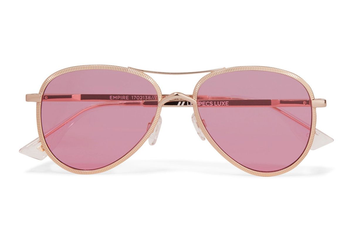 Empire Aviator-Style Rose Gold-Tone Sunglasses