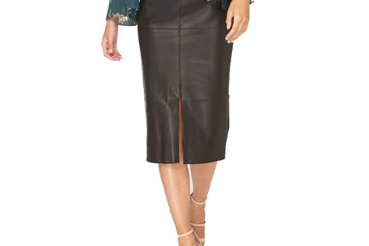 Tall Black PU Midi Skirt