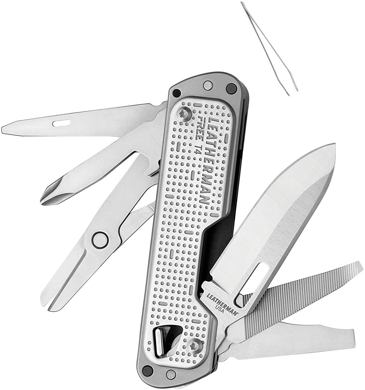 leatherman free t4 multitoo and edc pocket knife with magnetic locking and one hand accessible