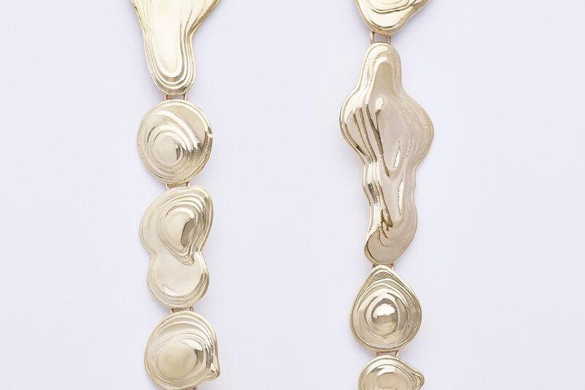 leigh miller brass drip earrings