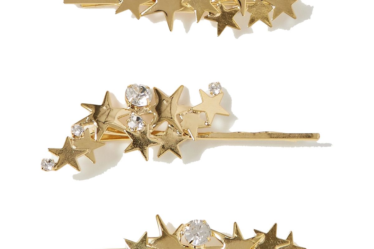 lelet ny modern stars set of three gold tone crystal hair slides