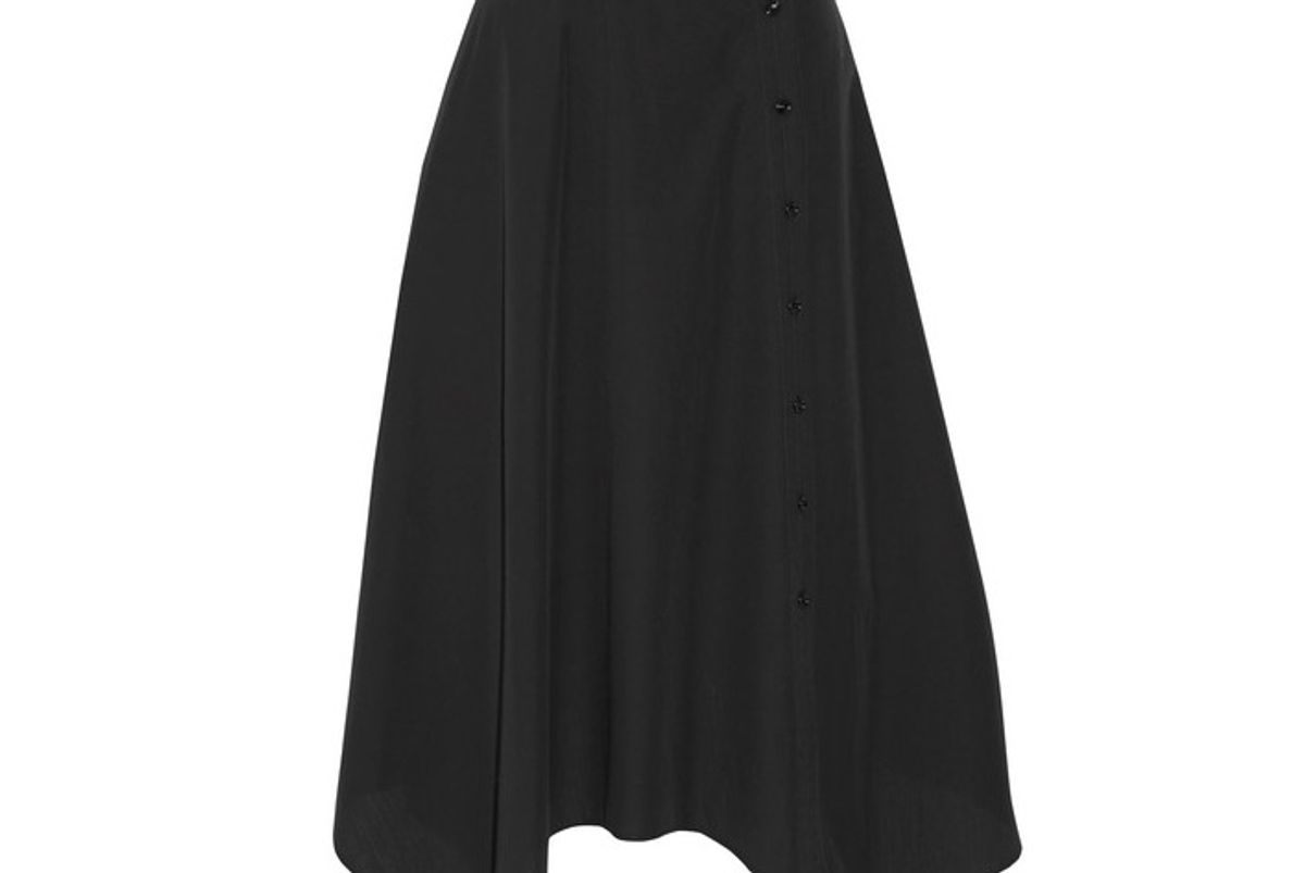 Asymmetric Cotton-poplin Midi Skirt