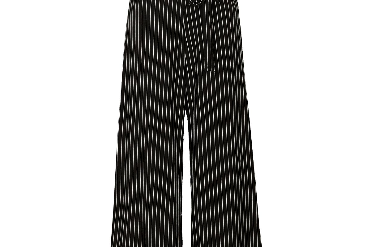 leset amber belted pinstriped stretch jersey wide leg pants