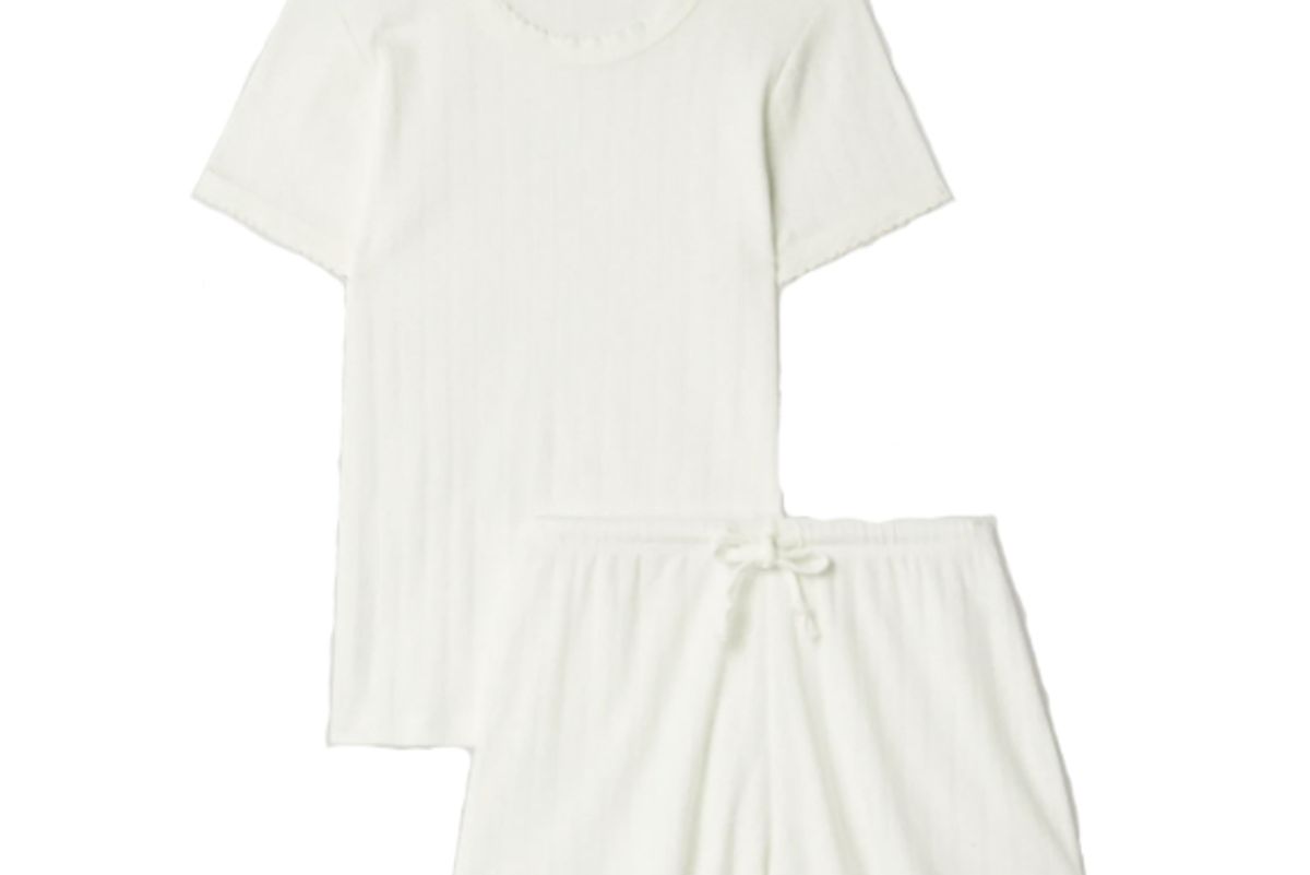 leset pointelle knit cotton jersey pajama set