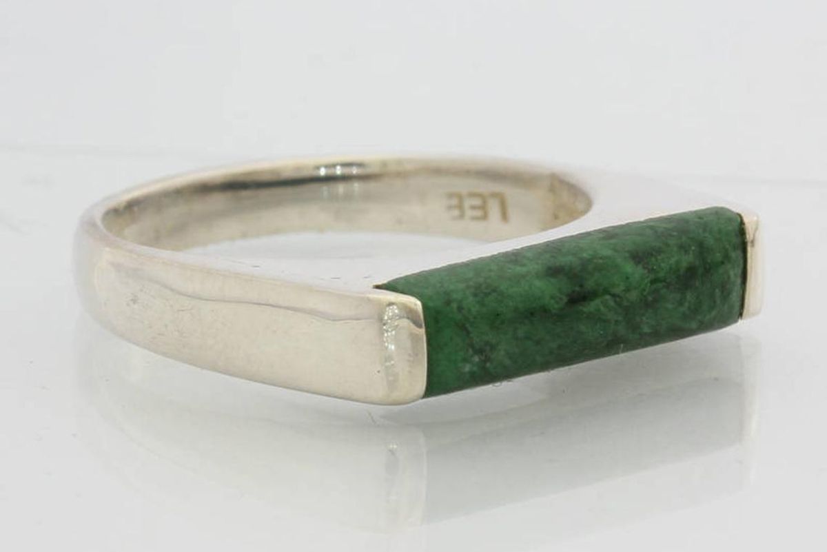 lessgems mawsitsit green burmese maw sit sit gem unisex handmade silver ring size 9