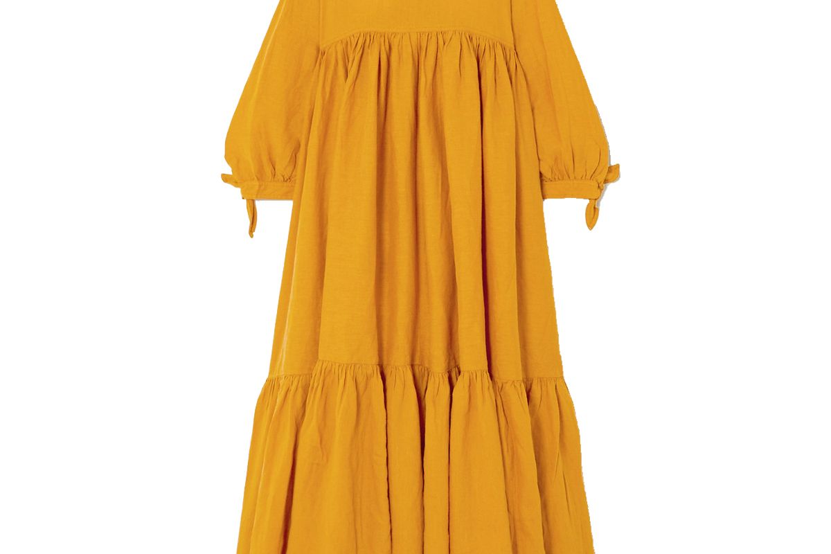 lf markey kendrick tiered linen midi dress