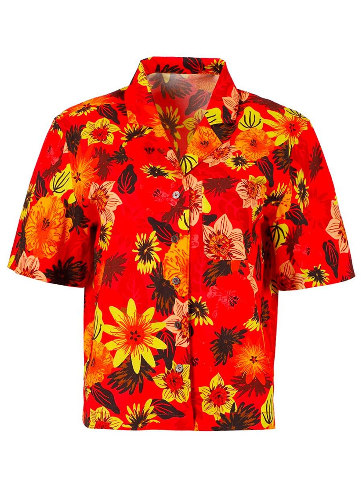 lhd escadaria button up shirt tropical floral red