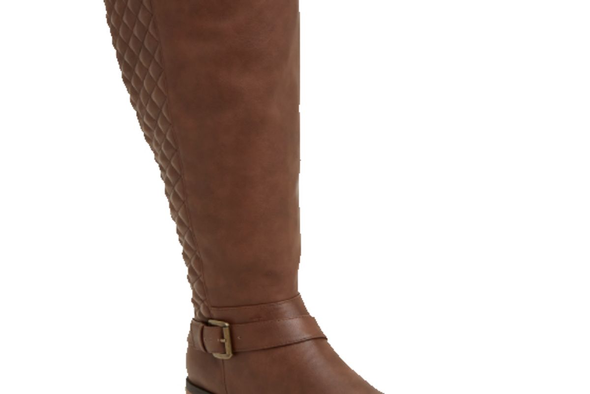 Quilted Side Zip Buckle Knee-High Boots