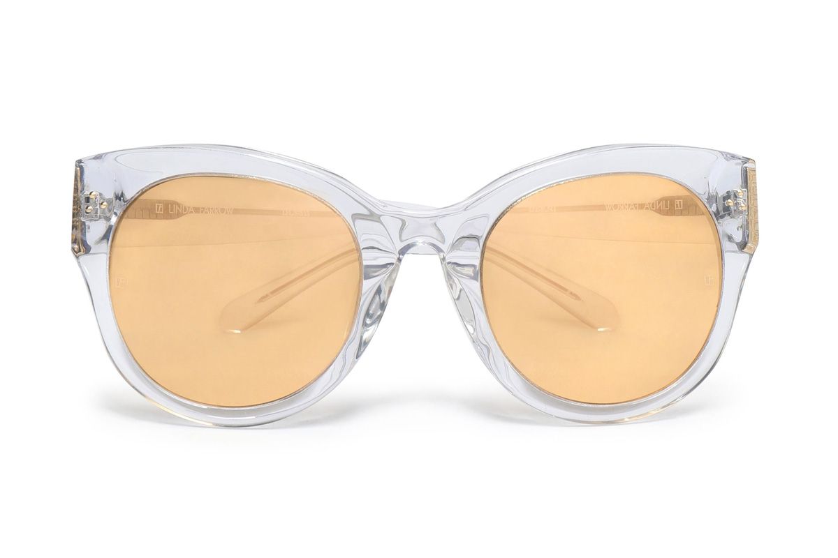 linda farrow cat eye silver tone and acetate mirrored sunglasses