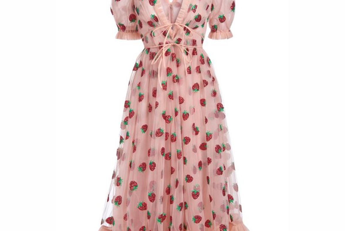 lirika matoshi strawberry midi dress