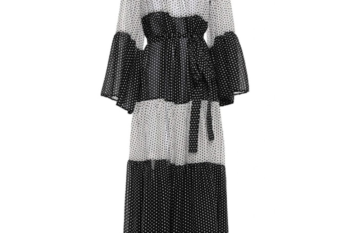 lisa marie fernandez belted polka dot two tone cotton voile maxi dress