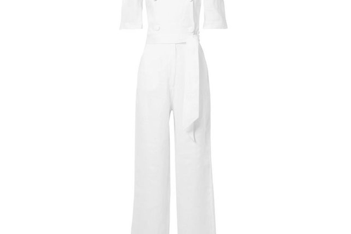 lisa marie fernandez diana double breasted linen jumpsuit