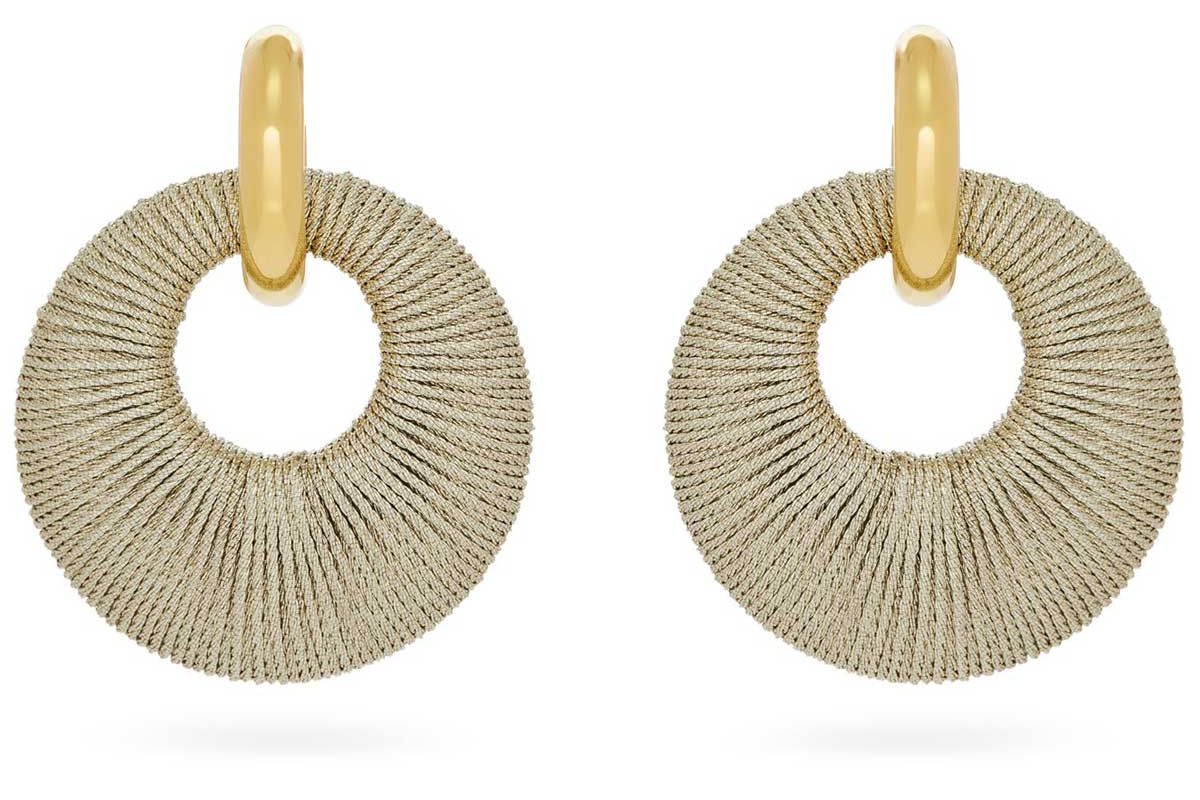 lizzie fortunato orb cord and gold plated hoop earrings