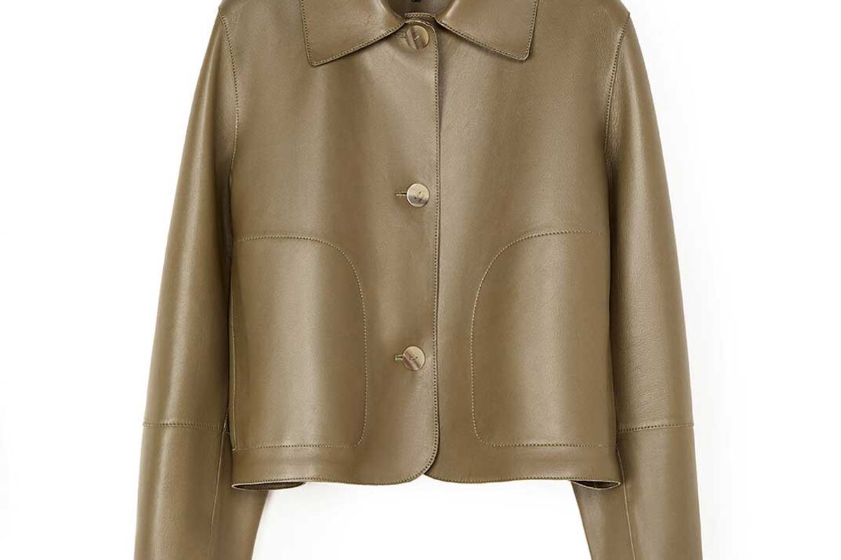 loewe button jacket khaki green