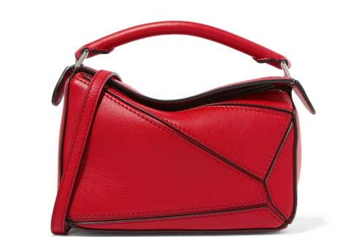 loewe puzzle mini textured leather shoulder bag